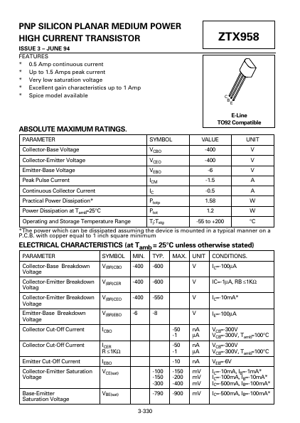 ZTX958 Zetex Semiconductors