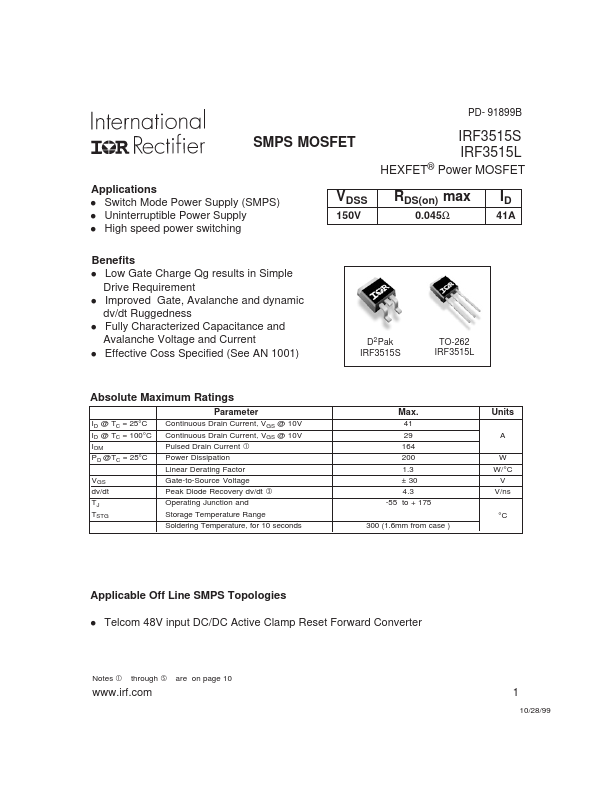 IRF3515S International Rectifier