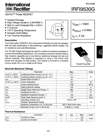 <?=IRFI9530G?> डेटा पत्रक पीडीएफ