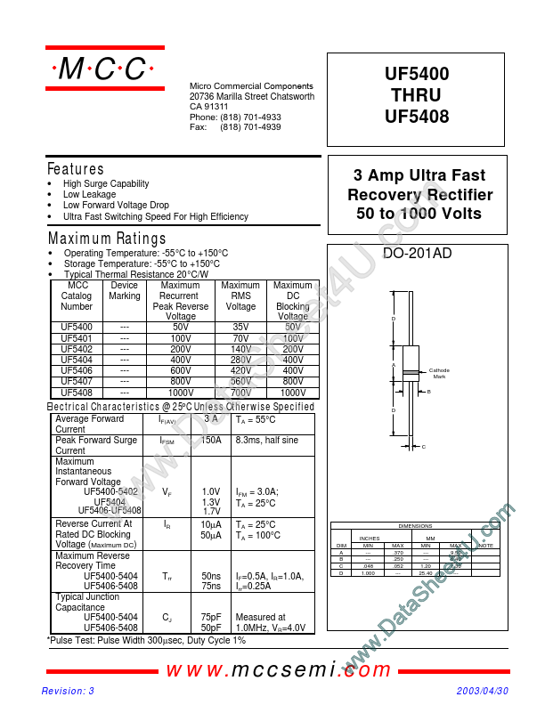 UF5407 Micro Commercial Components