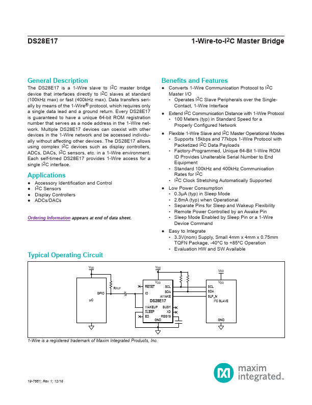DS28E17 Maxim Integrated