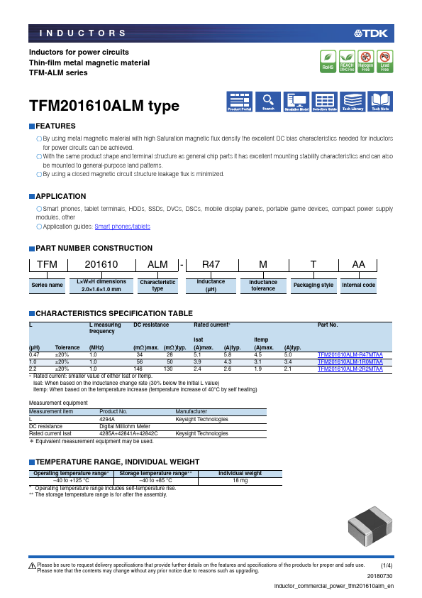 <?=TFM201610ALM?> डेटा पत्रक पीडीएफ