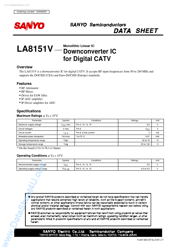 <?=LA8151V?> डेटा पत्रक पीडीएफ