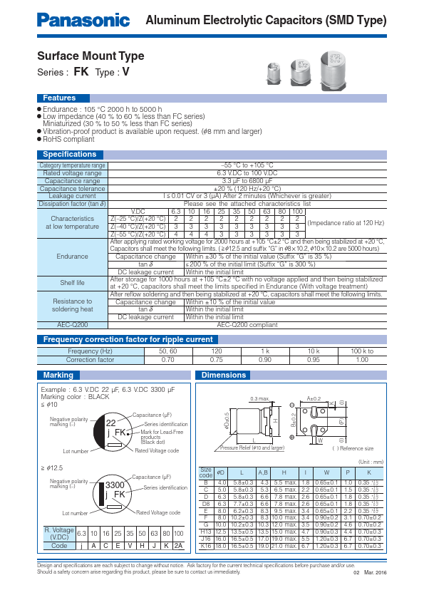 EEEFK1V331P Datasheet | Panasonic - Datasheetspdf.com