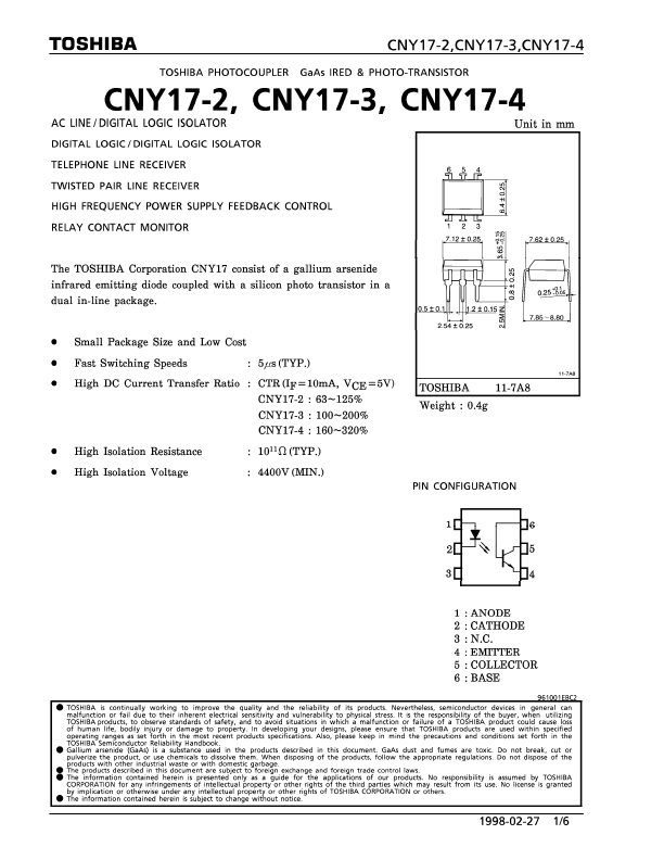 CNY17-3 Toshiba Semiconductor
