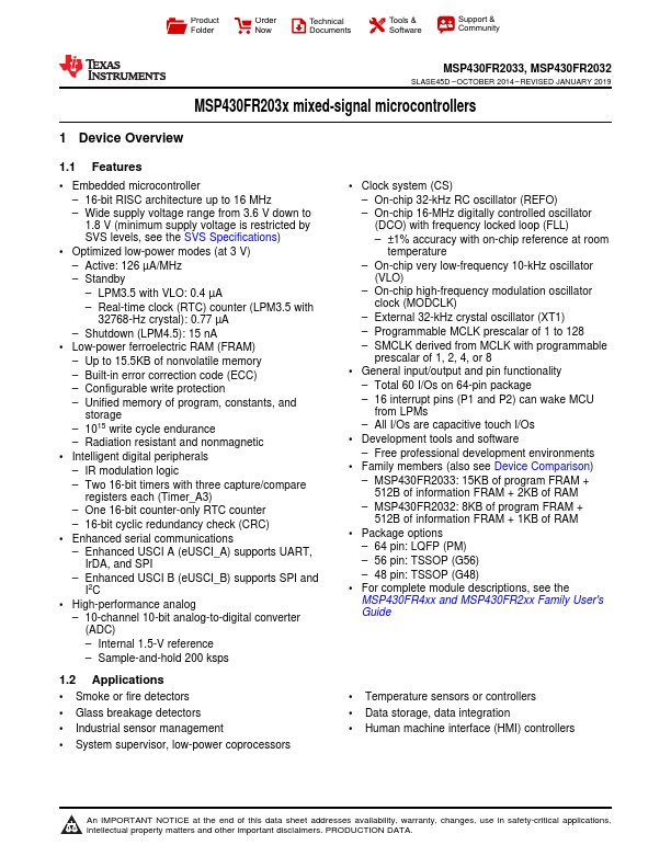<?=MSP430FR2032?> डेटा पत्रक पीडीएफ