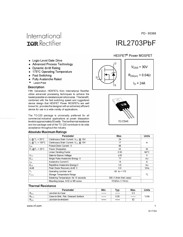 IRL2703PBF International Rectifier