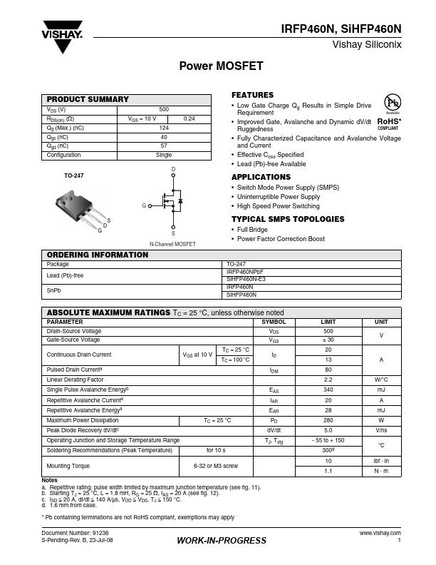 SIHFP460N