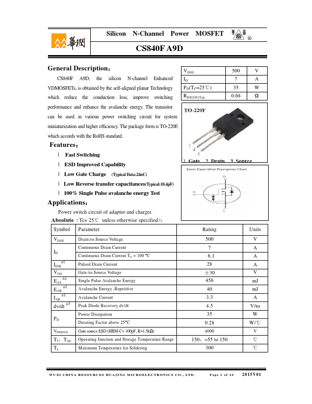 CS840FA9D Huajing Microelectronics