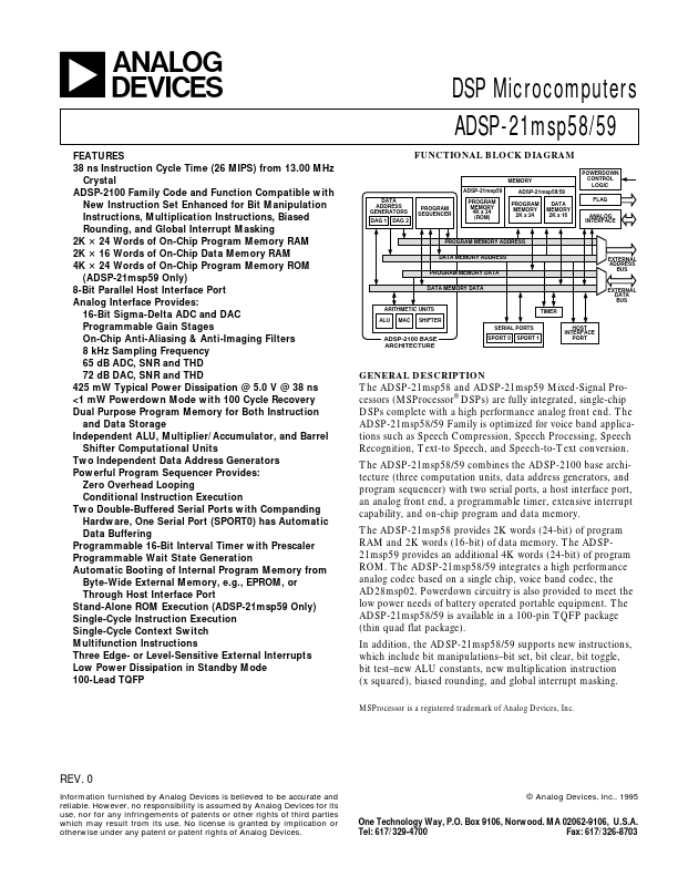 ADSP-21msp58 Analog Devices