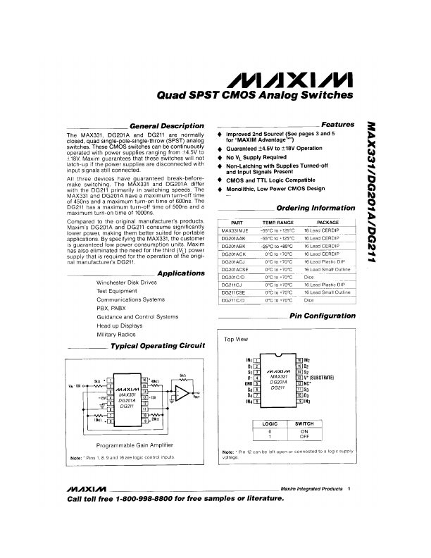 MAX331 Maxim