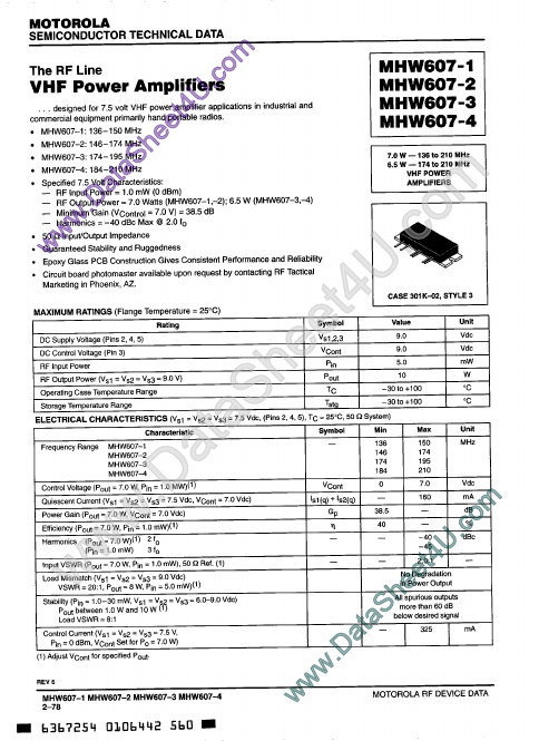 MHW607-4 Motorola Semiconductor