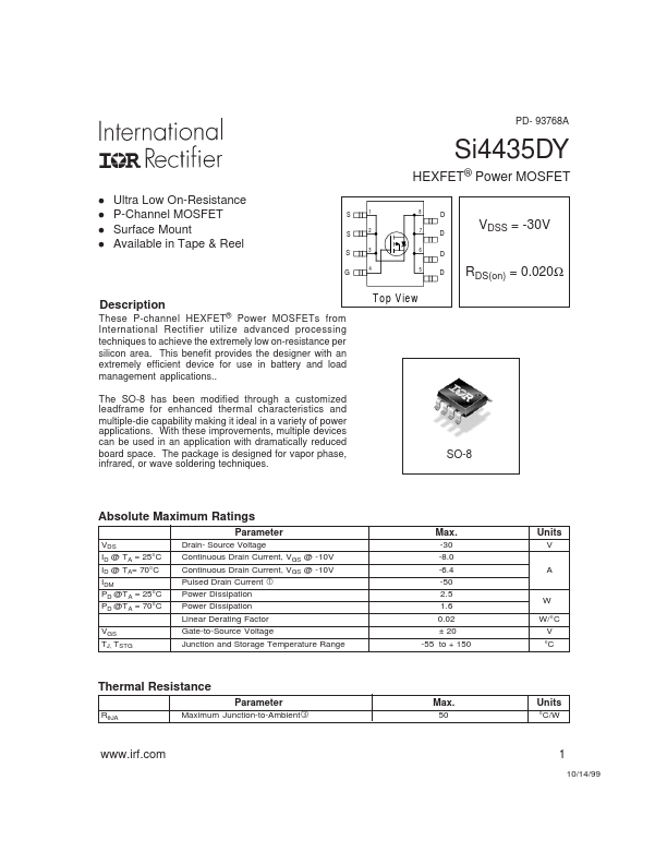 SI4435DY International Rectifier