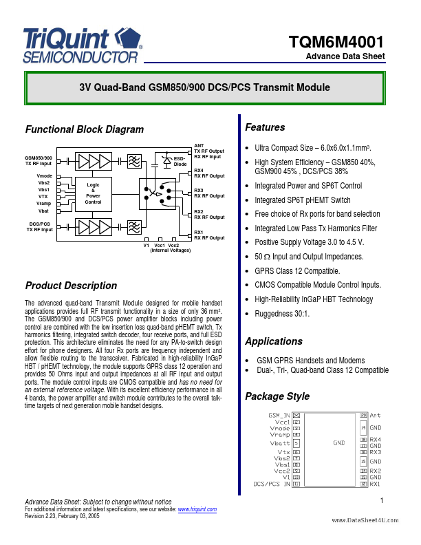 TQM6M4001 TriQuint Semiconductor