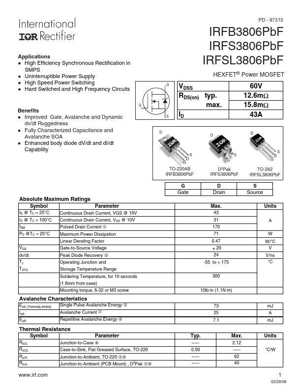 IRFSL3806PBF