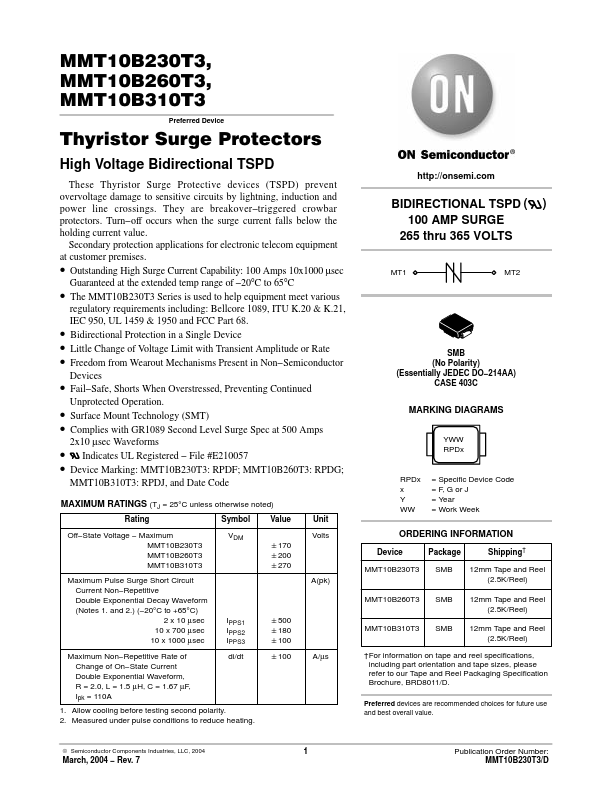 <?=MMT10B260T3?> डेटा पत्रक पीडीएफ