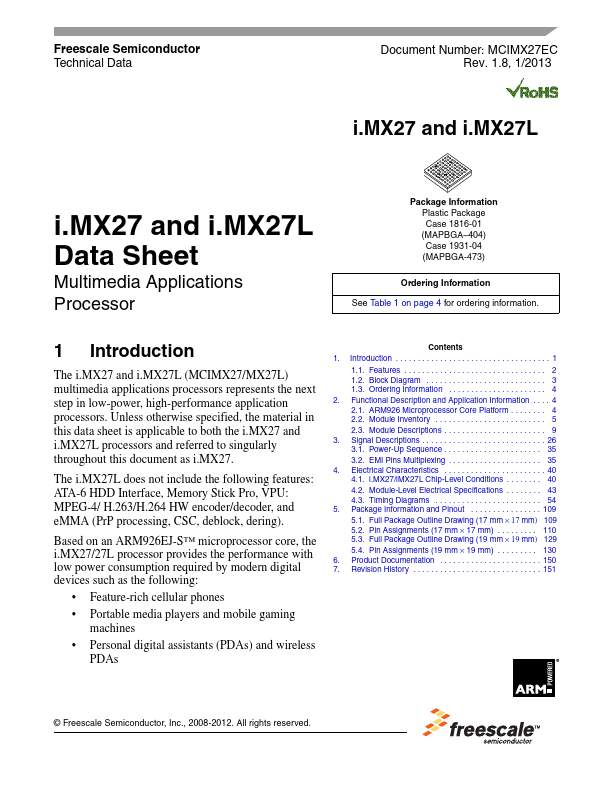 MCIMX27EC Freescale Semiconductor