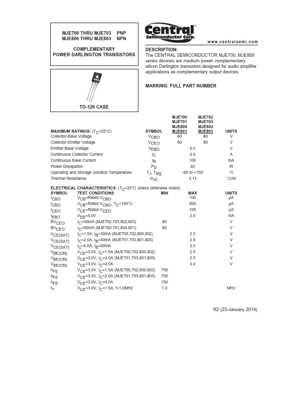 MJE700 Central Semiconductor