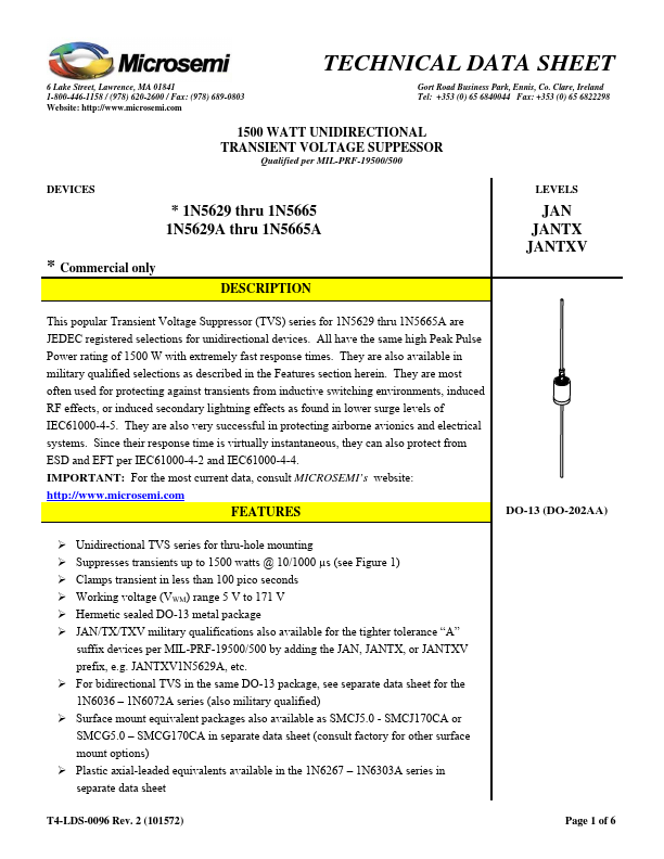 1N5629A Microsemi