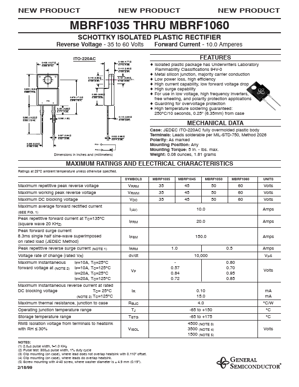 MBRF1045 General Semiconductor