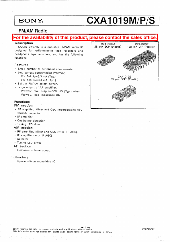 <?=CXA1019P?> डेटा पत्रक पीडीएफ