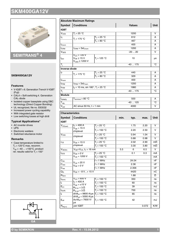 <?=SKM400GA12V?> डेटा पत्रक पीडीएफ