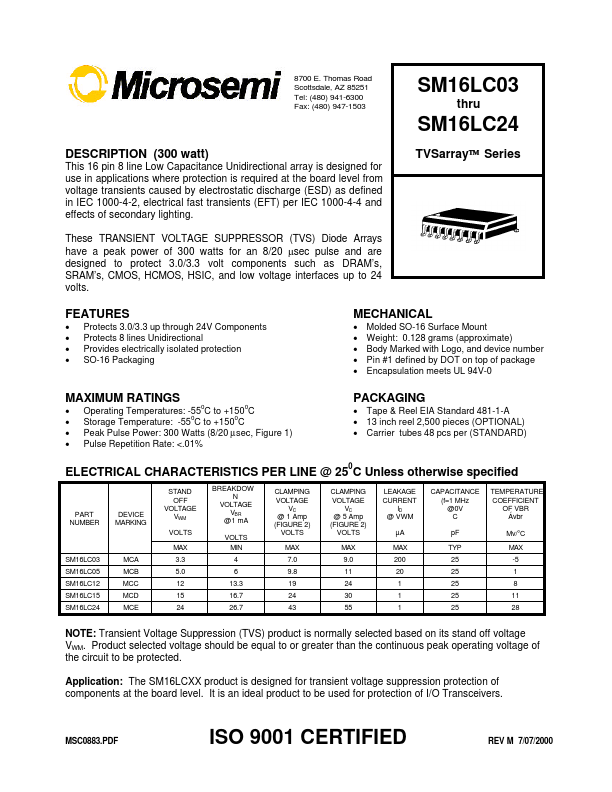 SM16LC03 Microsemi Corporation