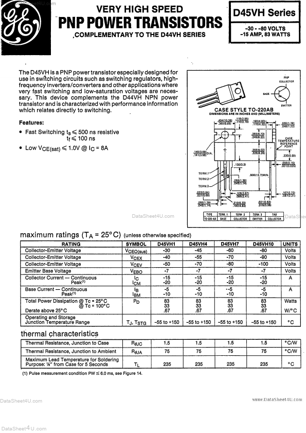 D45VH1 General Electric Solid State