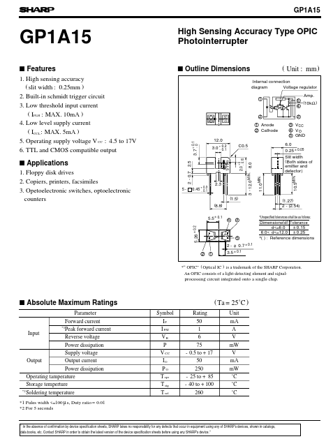 GP1A15 Sharp Electrionic Components
