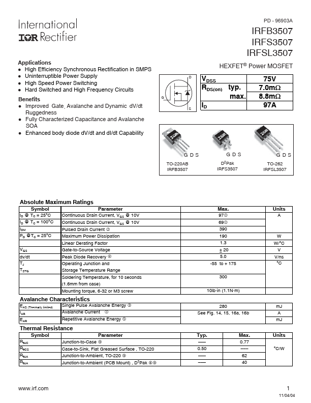 IRFSL3507 International Rectifier