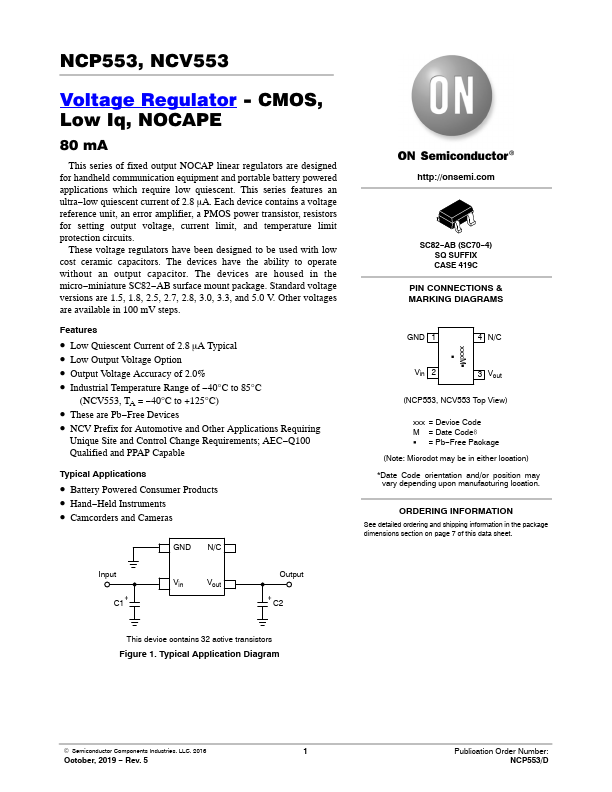 NCP553 ON Semiconductor