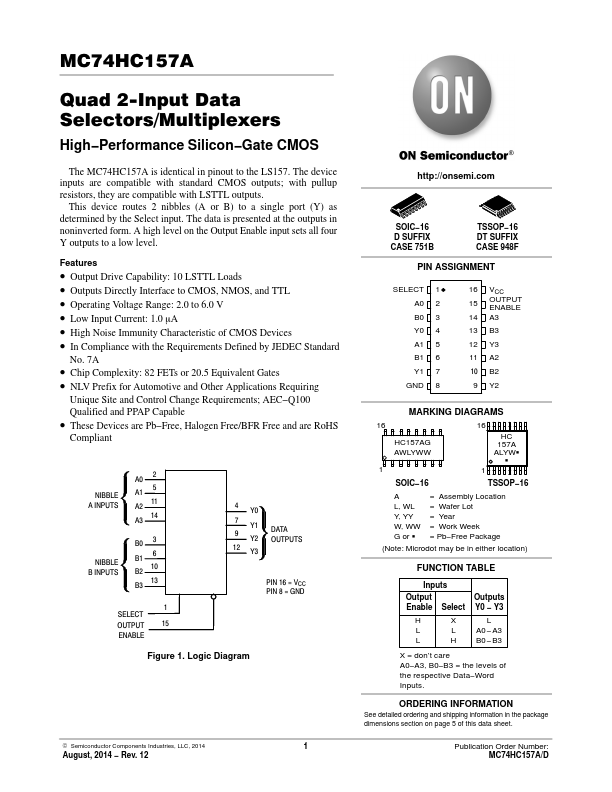 MC74HC157A ON Semiconductor