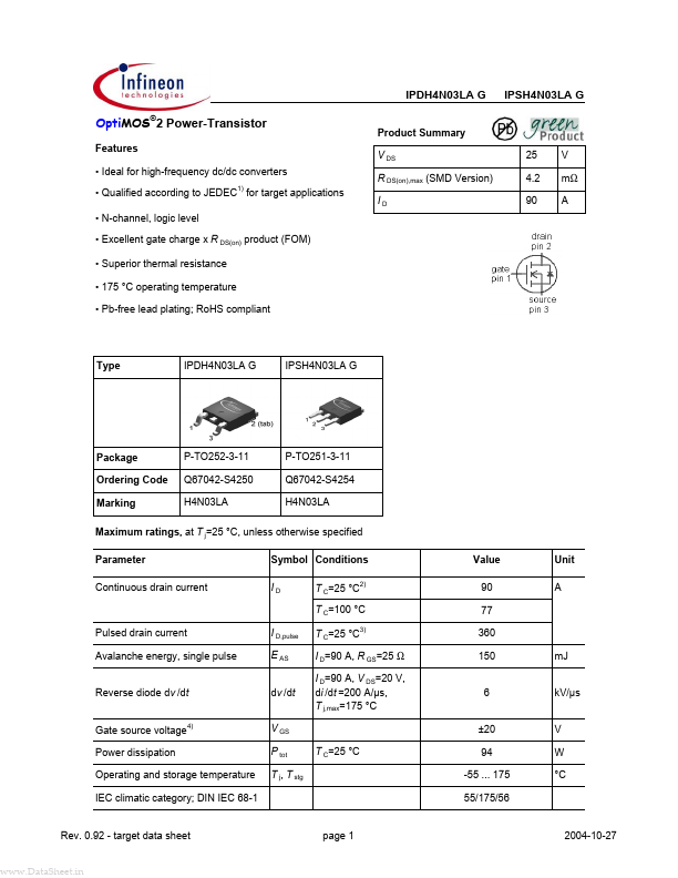 IPDH4N03LA Infineon Technologies