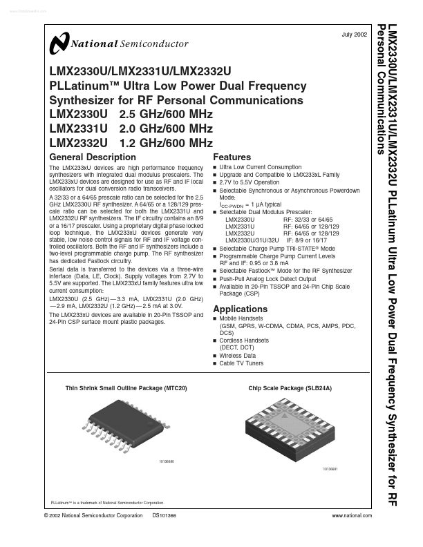 LMX2330U National Semiconductor