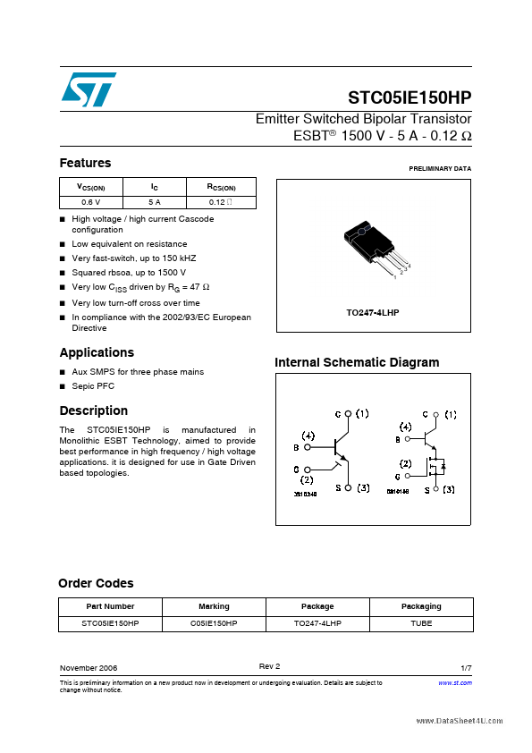 STC05IE150HP ST Microelectronics