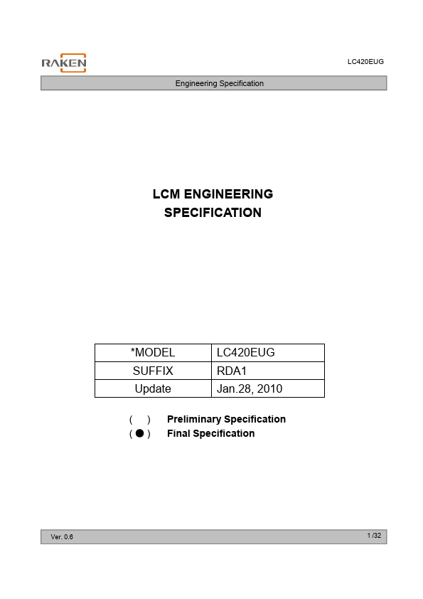 <?=LC420EUG-RDA1?> डेटा पत्रक पीडीएफ