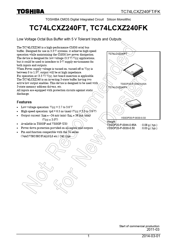 <?=TC74LCXZ240FT?> डेटा पत्रक पीडीएफ