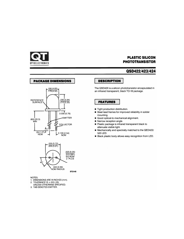 QSD423 QT Optoelectronics