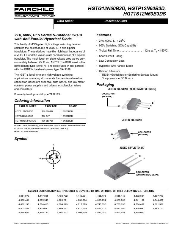 HGTP12N60B3D Fairchild Semiconductor