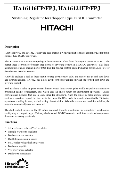 HA16116FPJ Hitachi Semiconductor