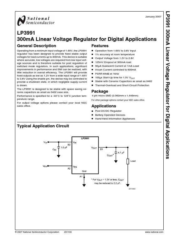 LP3991 National Semiconductor