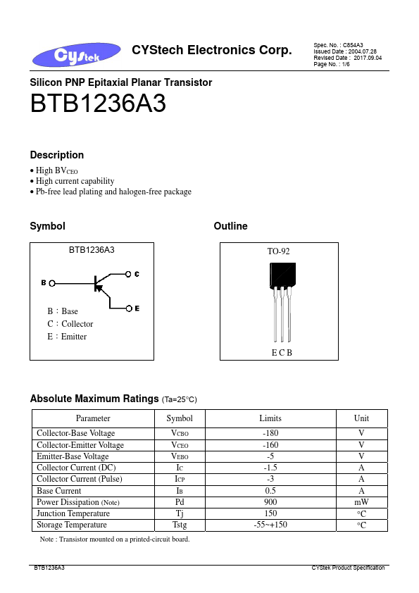 <?=BTB1236A3?> डेटा पत्रक पीडीएफ