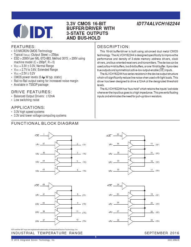 IDT74ALVCH162244 Integrated Device Technology