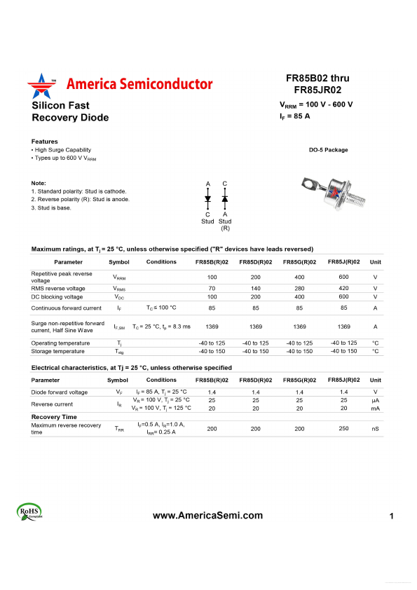 FR85D02 America Semiconductor