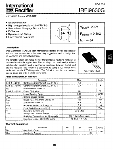 <?=IRFI9630G?> डेटा पत्रक पीडीएफ