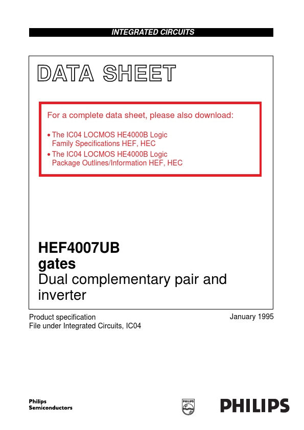 <?=HEF4007UB?> डेटा पत्रक पीडीएफ