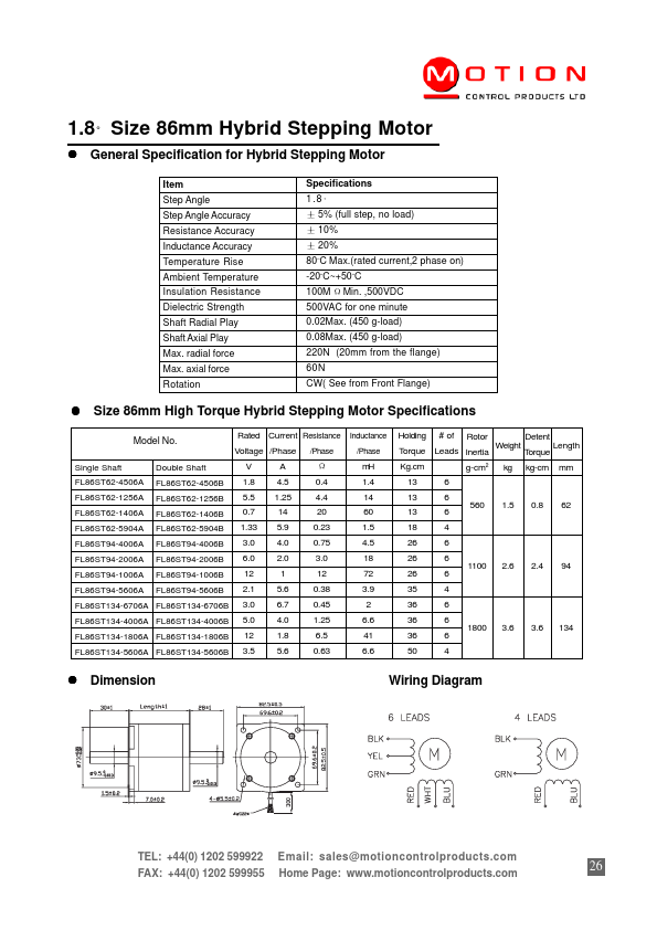 FL86ST134-1806A MOTION CONTROL PRODUCTS