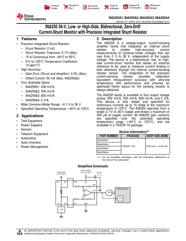 <?=INA250A3?> डेटा पत्रक पीडीएफ