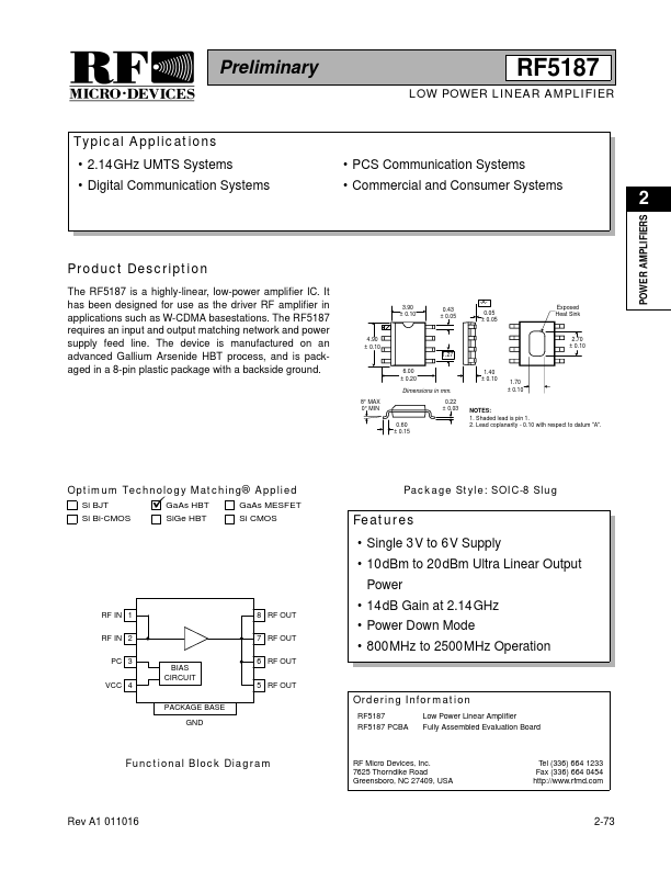 RF5187 RF Micro Devices