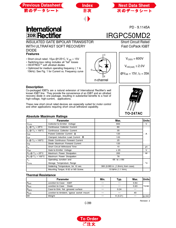 IRGPC50MD2 IRF